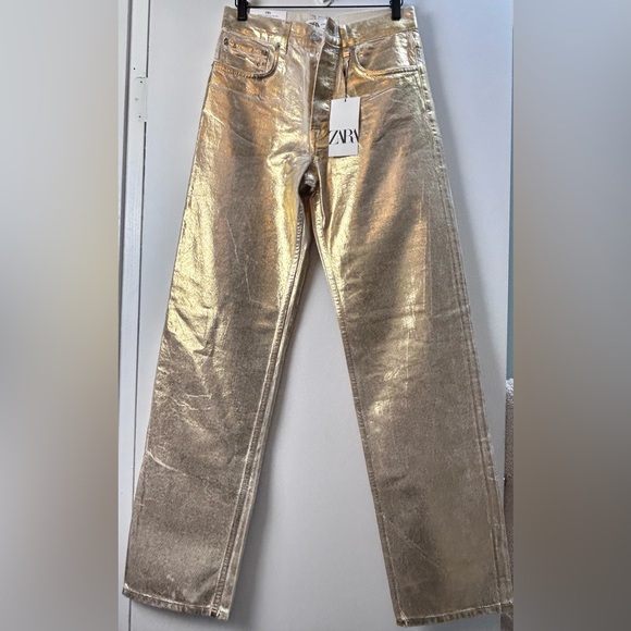 NWT Zara Gold Boyfriend Blogger Favourite The Boy Boy Fit Denim Jeans Sold Out - Picture 4 of 16